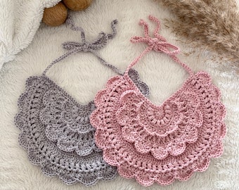 Crochet Baby Bib Pattern, Romantic Iris Design (PDF Pattern)