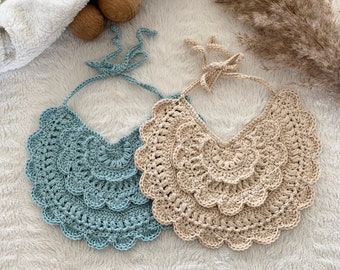 Crochet Baby Bib Pattern, Romantic Iris Design (PDF)