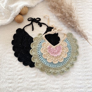 Crochet pattern cute bib, English US Terms, Swedish, Virkmönster söt dregglis