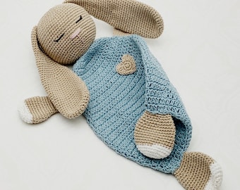 Crochet pattern Bunny Comforter Lovey, English US Terms & Swedish