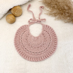 Crochet pattern cute bib, English US Terms, Swedish, Virkmönster söt dregglis