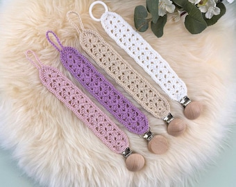 Häkelanleitung Schnullerkette Maple, englisch & schwedisch