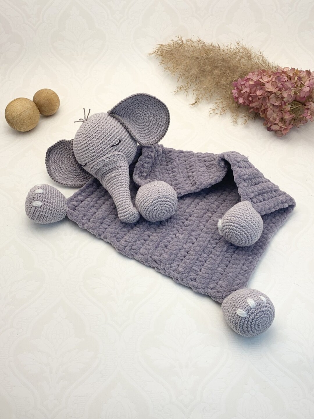 Crochet Pattern Adorable Elephant Comforter Blanket English