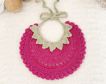 Crochet pattern cute Raspberry baby BIB, English US Terms & Swedish