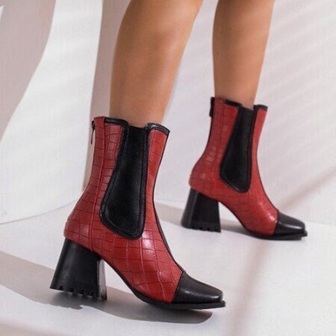 100mm Fashion Zipper Red Bottoms High Heels Toe Rivets Knee Boots