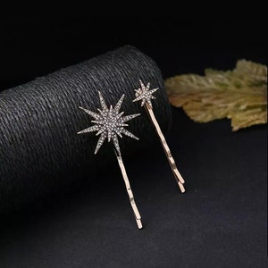 Set of 2 or Set of 4 Star Hair Pins Gold Wedding Hair Pin Celestial Hair Accessories Starburst Bridal Hair Pins Galaxy Hair Pins image 3