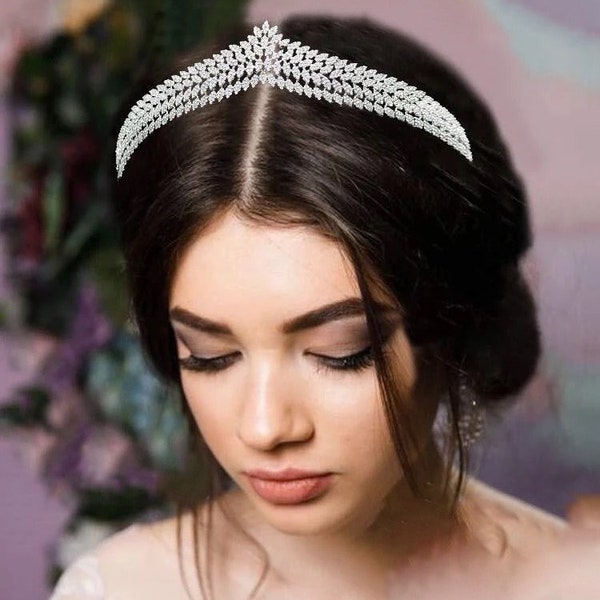 Handmade Crystal Bridal Tiara | Marquise Bridal Wedding Crown |Crystal Tiara  |Silver Bridal Hair Accessory | Chic Vintage Bridal Tiara