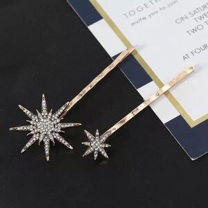 Set of 2 or Set of 4 Star Hair Pins Gold Wedding Hair Pin Celestial Hair Accessories Starburst Bridal Hair Pins Galaxy Hair Pins image 4