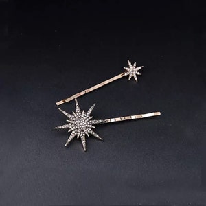 Set of 2 or Set of 4 Star Hair Pins Gold Wedding Hair Pin Celestial Hair Accessories Starburst Bridal Hair Pins Galaxy Hair Pins image 2