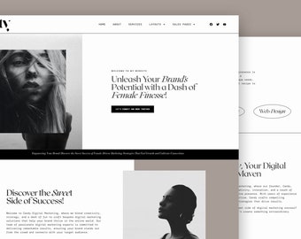 Elegant and modern website template kit - Perfect for bloggers, freelancers and e-commerce. INCL FREE Instagram Template and Business cards