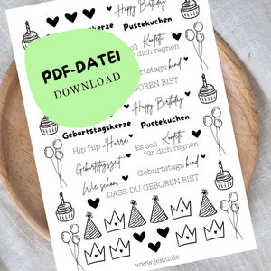 Birthday | Candle foil | PDF for birthday I Candle tattoo I Water slide foil I Download a DIN A4 file to print yourself