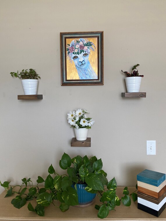 Small Wooden Floating Wall Shelves Minimalist Shelf Etsy