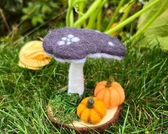 Needle Felted Toadstool and mini Pumpkins