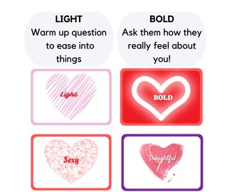 Question Cards / Conversation Cards for Dates - Speaking Cards for Dating - Icebreakers / Getting to Know You Cards