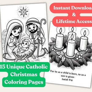 15 Catholic Children&#39;s Christmas Advent Coloring Pages | Bible School Pages | Sunday School Curriculum | Christian Coloring Book Printable