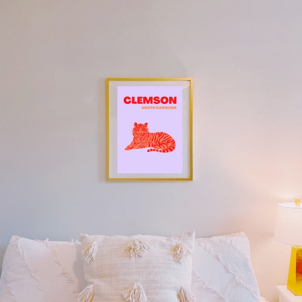 College Town Print, Clemson Print, preppy prints, preppy aesthetic, dorm decor, preppy dorm decor, grad gift, dorm wall art, preppy wall art