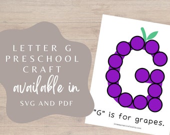 Letter G voorschoolse ambacht: G is voor druiven (svg en pdf)