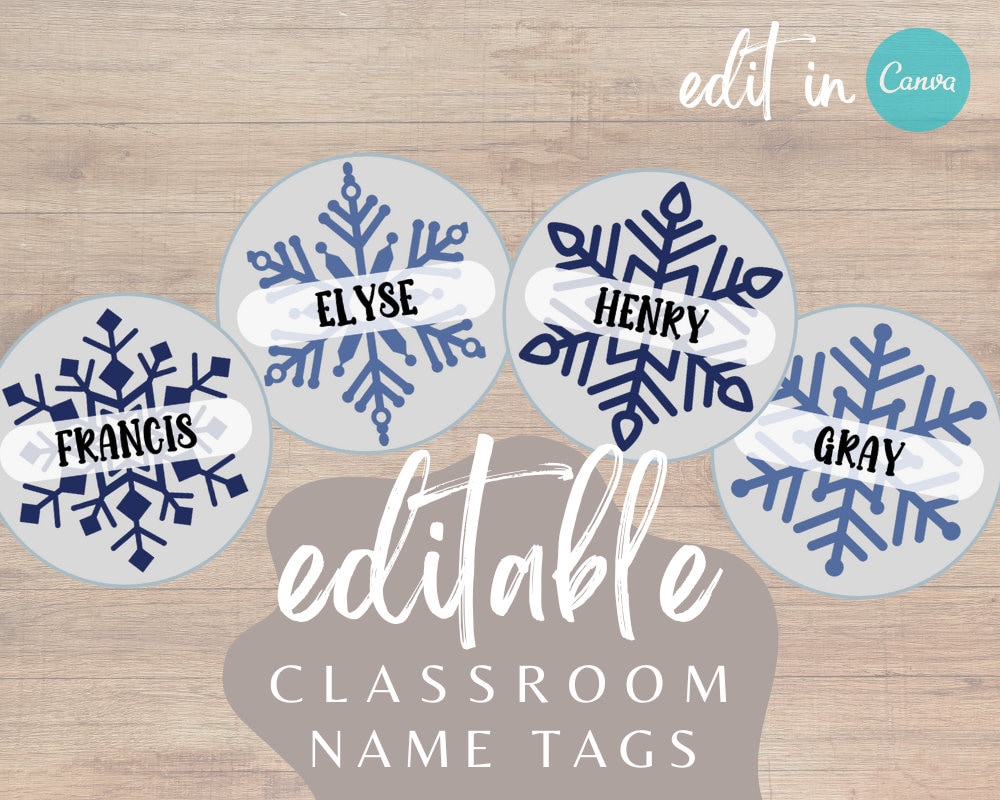 Winter Classroom Name Tags - Etsy for Free Printable Winter Cubby Tags