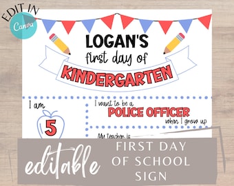 First Day of School Sign Printable | Editable Canva Template