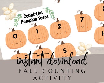 Werkblad pompoenpitten tellen | Rekenactiviteit herfst (digitale download)