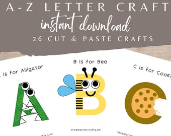 Alphabet Letter Crafts Printable ABC Book Preschool ABC Crafts Uppercase Print and Cut Craft for Toddlers PreK