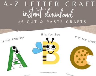 ABC Letter Crafts: Kleuterschool afdrukbaar knippen en plakken (digitale download)