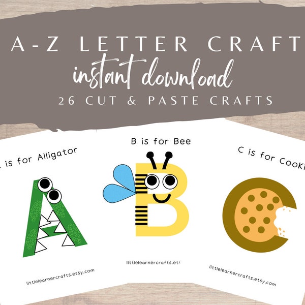 Alphabet Letter Crafts Printable ABC Book Preschool ABC Crafts Uppercase Print and Cut Craft for Toddlers PreK