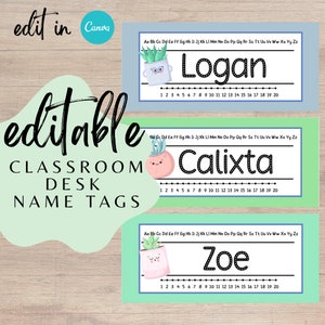 Editable Classroom Name Tags for Desk | Succulent Nametags Fall Classroom Tags Classroom Label Succulent Desert Boho Classroom Decor Cactus