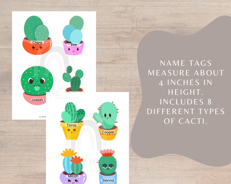 Editable Classroom Name Tags Cactus Tags for Cubby Nametag Spring