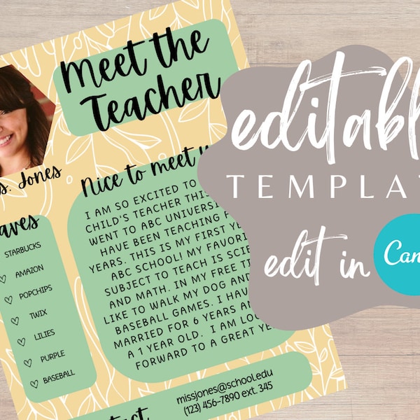 Teacher Bio Template Etsy Teacher Bio Template Etsy