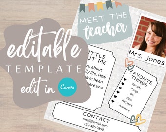 Meet the Teacher-sjabloon: aanpasbaar, afdrukbaar, back-to-school-ontwerp