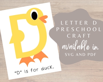 Letter D Duck Craft: voorschoolse alfabetisering (svg en pdf)
