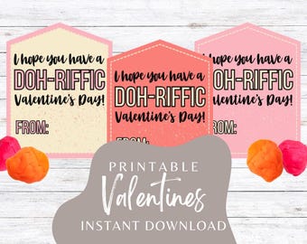 Afdrukbare Playdough-valentijnskaarten voor kinderen (digitale download)