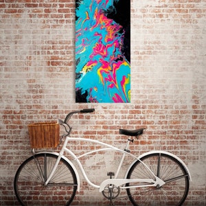 Neon Abstract Acrylic Art Original 12x24