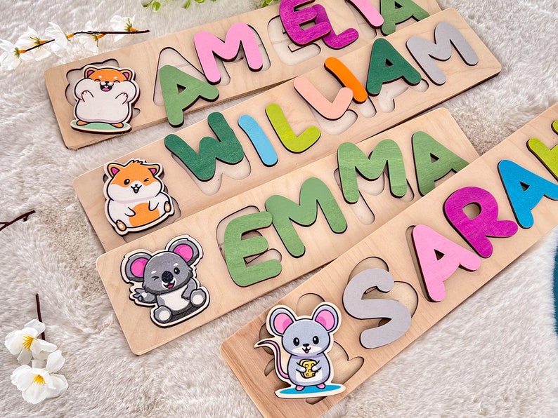Personalized Name Puzzle Wooden Name Puzzles Montessori Toy Etsy