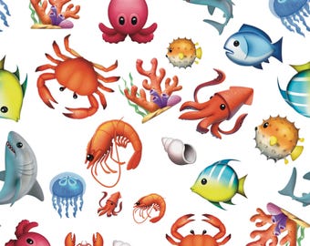 Emoji Repeating pattern, seamless pattern, marine,tropical,beach