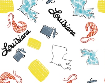 Louisiana Shrimp Boil Seamless Pattern