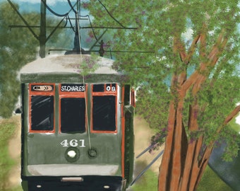 New Orleans streetcar watercolor