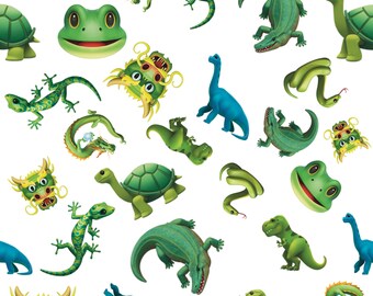 Emoji Repeating pattern, seamless pattern, reptiles, dinosaurs
