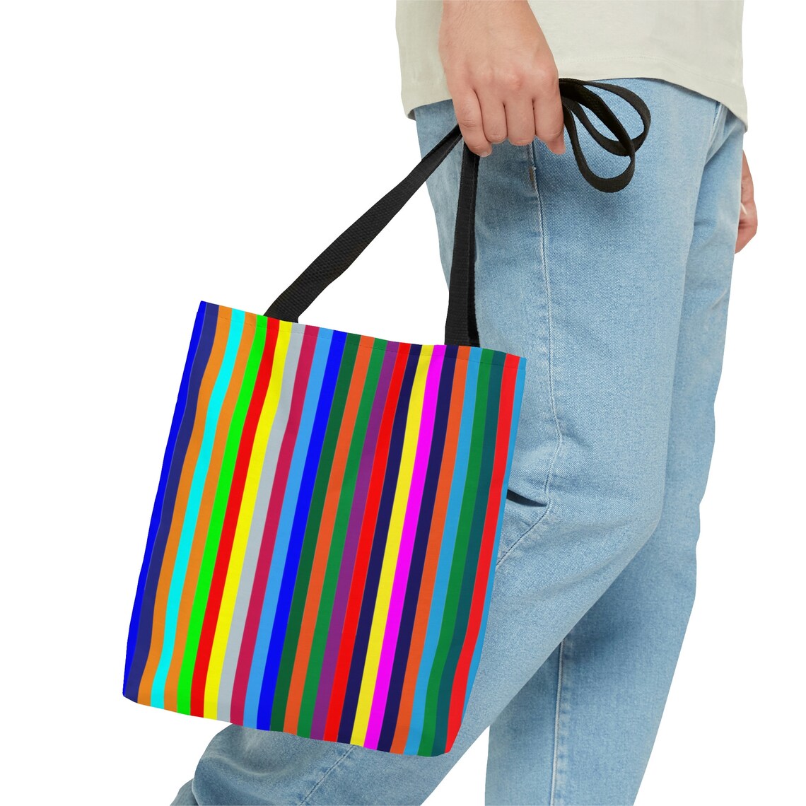 Retro stripe ladies tote bag
