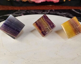 Fluorite Crystal Cube Carvings, Colorful Fluorite, Rainbow Fluorite Cubes, Crystal Carvings