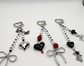 Handmade BTS ARIRANG Tour Keychain, Beaded Kpop Bag Charm with Heart, Cute Gift for ARMY Fans