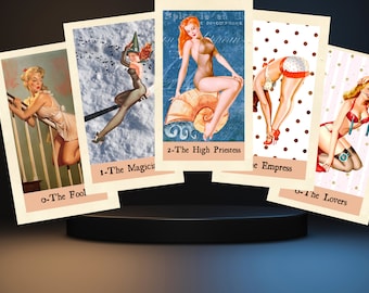 Baraja de Tarot Retro Pin Up Girls: Baraja de adivinación independiente de 78 cartas