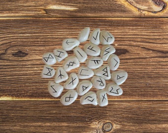 White Resin rune set, elder futhark, white runes, rune set, resin runes, Viking Resin Rune Set for Divination Magic,