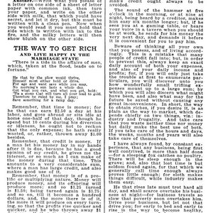 May include: A page from a book titled "Book of Forbidden Knowledge" with a black and white text about getting rich and living happily in a marriage state. The text includes quotes and advice on saving money, managing finances, and the importance of hard work and punctuality.