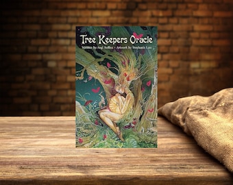 Tree Keepers Oracle Card Deck with 44 Gold Gilt Edged Cards and 108 page Fully Illustrated Guidebook, Divination Tools, Nature Oracle Deck