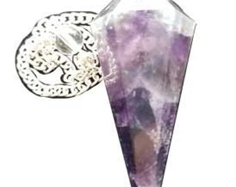Péndulo de radiestesia de cristal de amatista: piedra preciosa facetada, meditación curativa