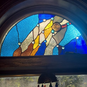 Half Circle Abstract Stained Glass Panel