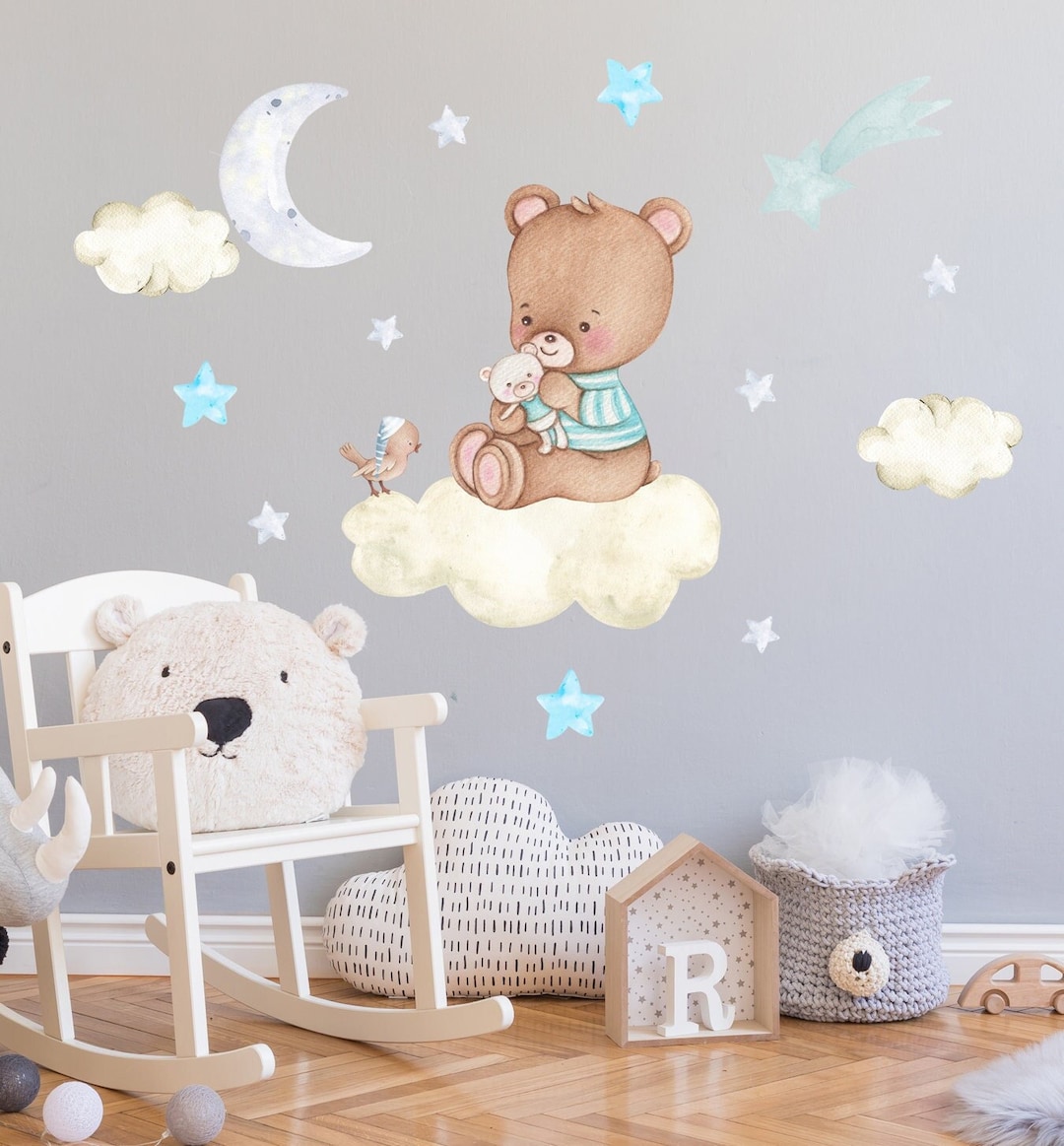 Teddy Bear Wall Decal Baby Boy | Personalized Nursery Wall Sticker ...