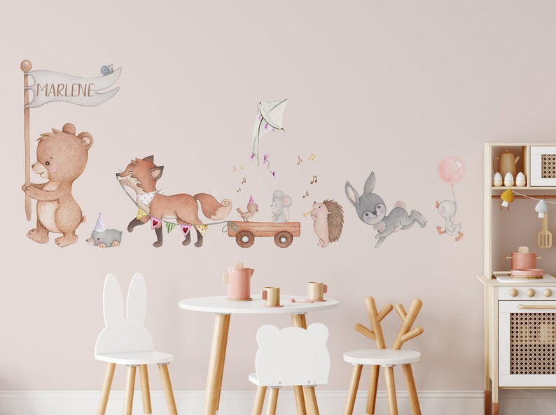 Forest Animals Wall Decal Baby Boy Room Bear Fox Hare Etsy
